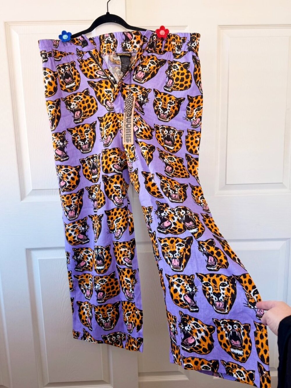 NOOWORKS Linen Catalina Pants Cheetah Head Print - Size 3X - Picture 3 of 10